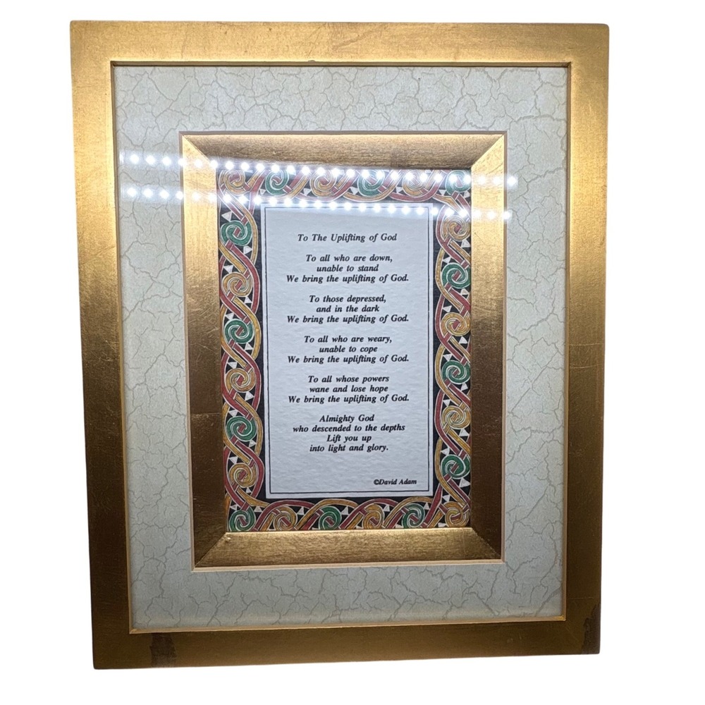 David Adam To The Uplifting of God Celtic Framed Prayer Art Gold 9x11 Religious